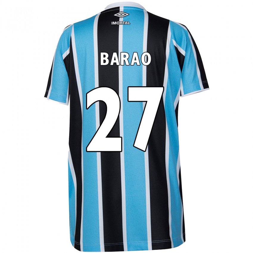 Niño Camiseta Dani Barão #27 Azul Negro Blanco 1ª Equipación 2024/25 La Camisa Chile