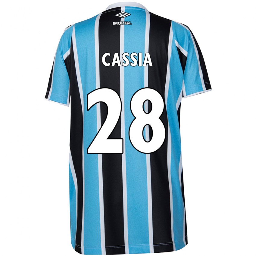 Niño Camiseta Cássia #28 Azul Negro Blanco 1ª Equipación 2024/25 La Camisa Chile