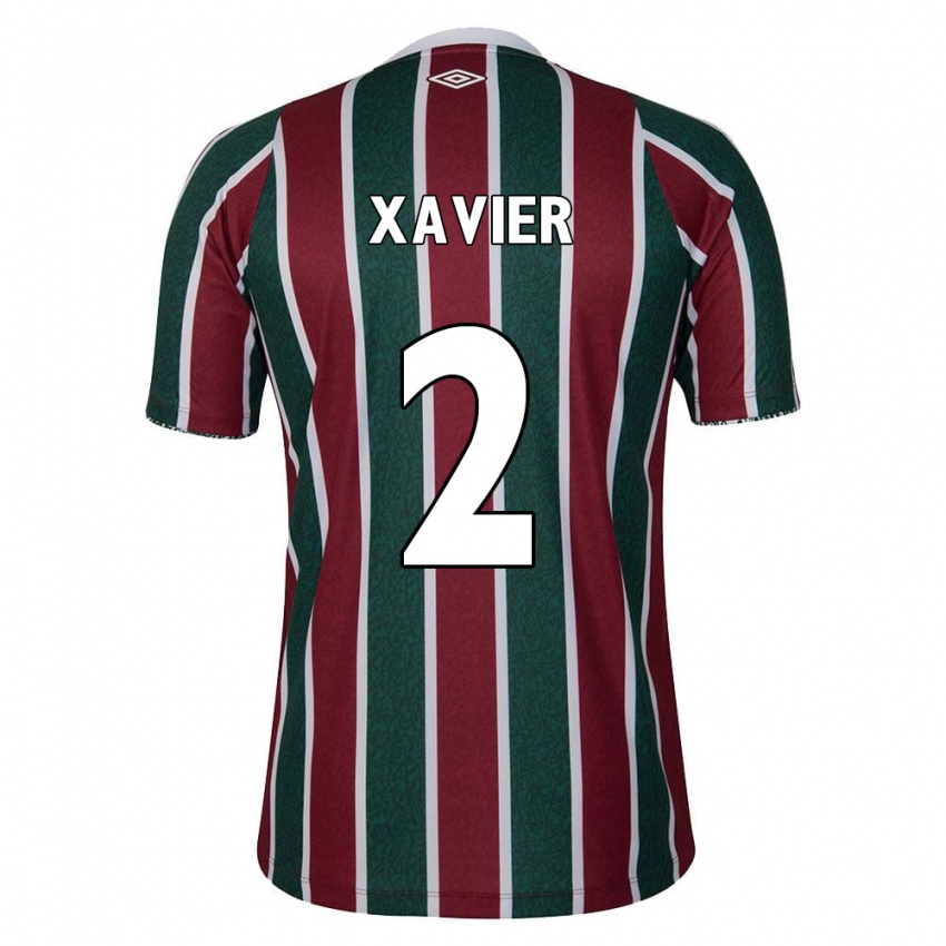 Niño Camiseta Samuel Xavier #2 Verde Granate Blanco 1ª Equipación 2024/25 La Camisa Chile