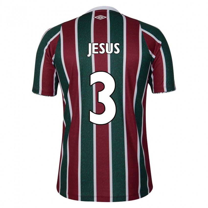 Niño Camiseta Alexandre Jesus #3 Verde Granate Blanco 1ª Equipación 2024/25 La Camisa Chile