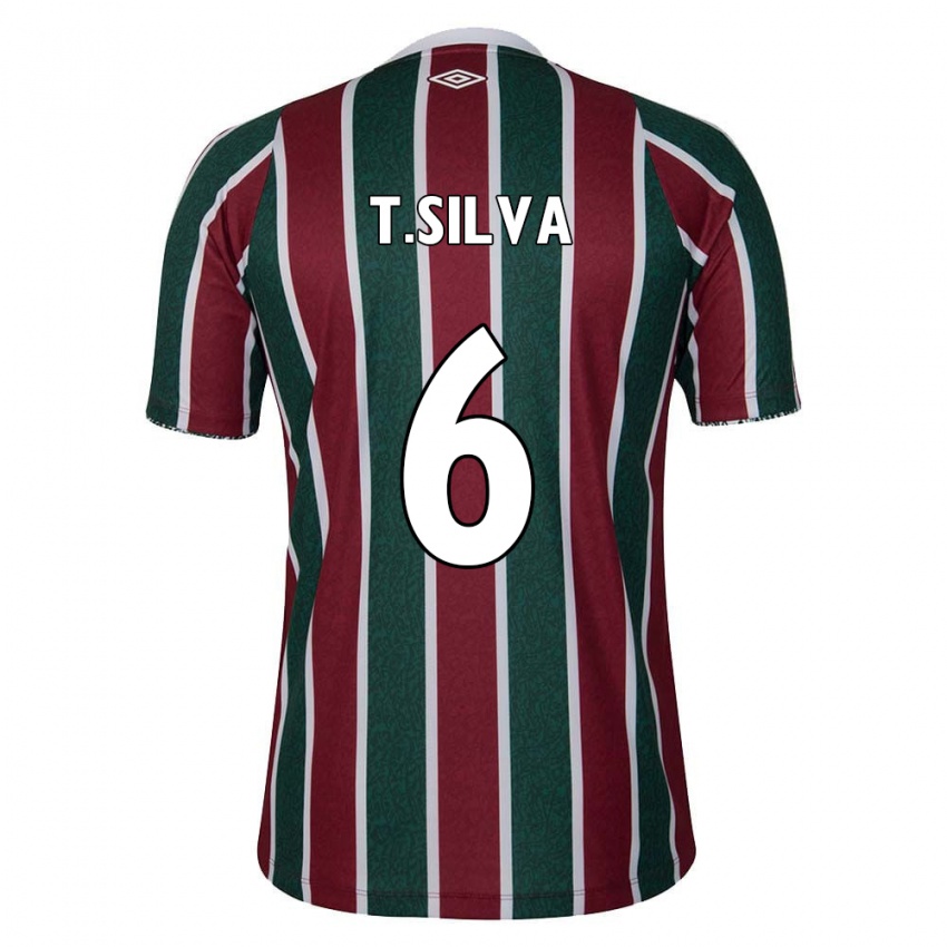 Niño Camiseta Thiago Silva #6 Verde Granate Blanco 1ª Equipación 2024/25 La Camisa Chile