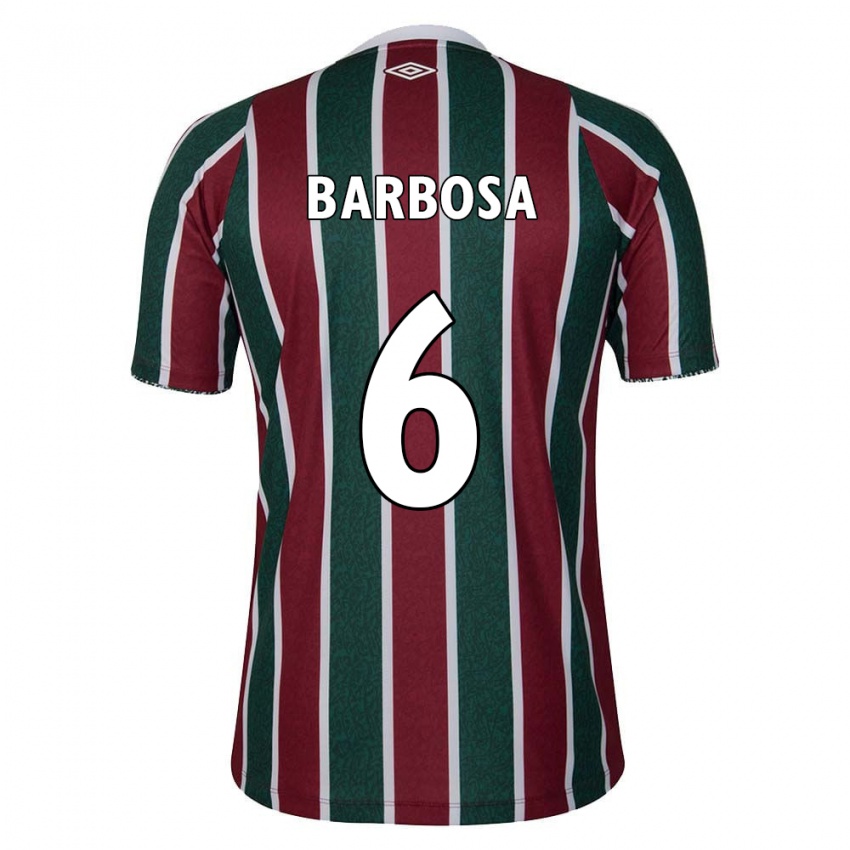 Niño Camiseta Diogo Barbosa #6 Verde Granate Blanco 1ª Equipación 2024/25 La Camisa Chile