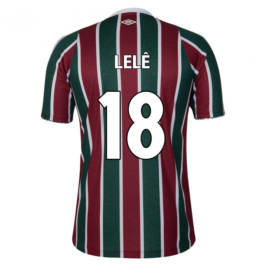 Niño Camiseta Lelê #18 Verde Granate Blanco 1ª Equipación 2024/25 La Camisa Chile