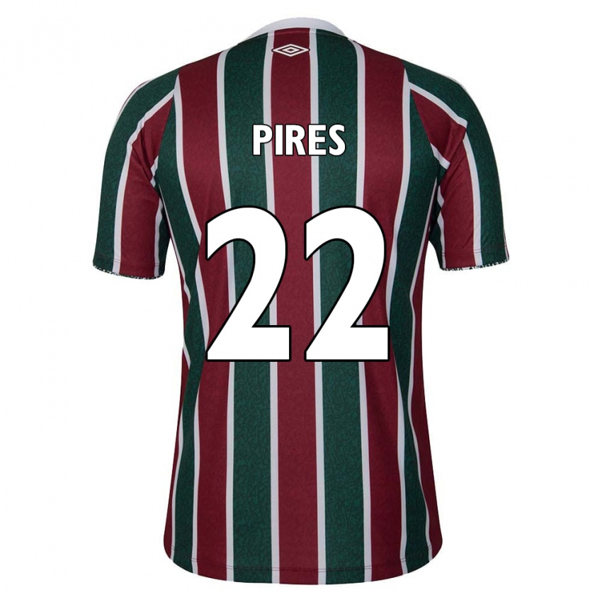 Niño Camiseta Gabriel Pires #22 Verde Granate Blanco 1ª Equipación 2024/25 La Camisa Chile