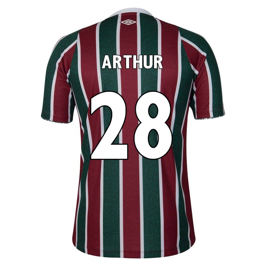 Niño Camiseta Arthur #28 Verde Granate Blanco 1ª Equipación 2024/25 La Camisa Chile