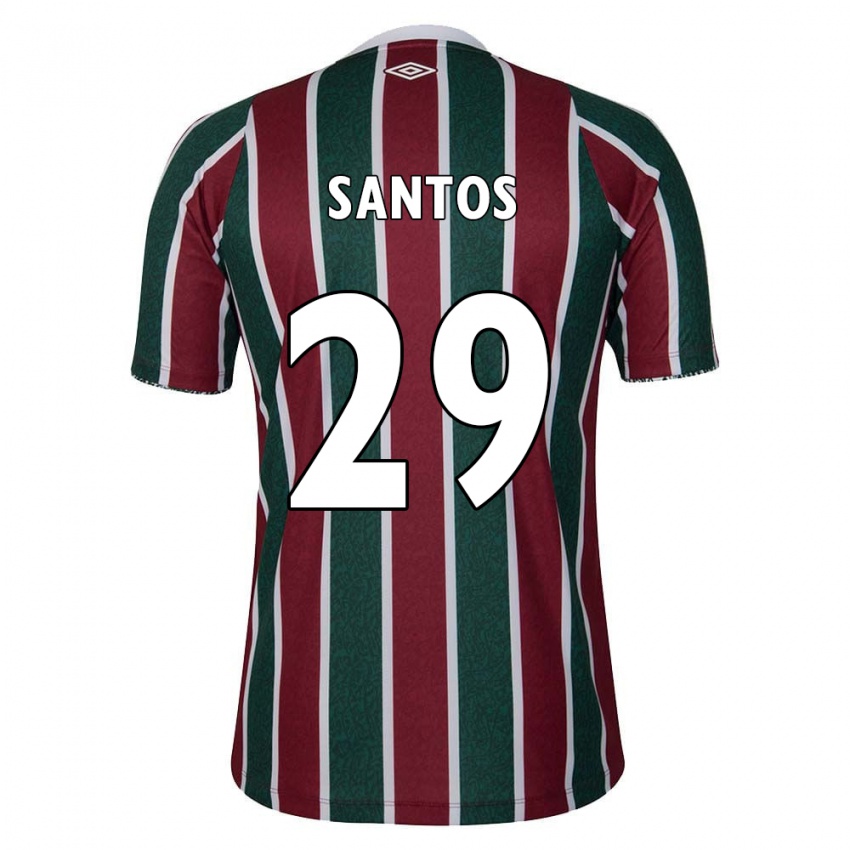 Niño Camiseta Thiago Santos #29 Verde Granate Blanco 1ª Equipación 2024/25 La Camisa Chile