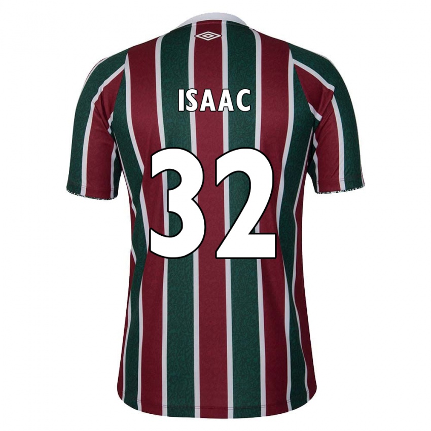 Niño Camiseta Isaac #32 Verde Granate Blanco 1ª Equipación 2024/25 La Camisa Chile