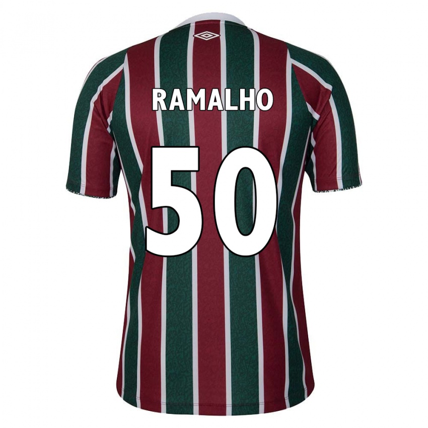 Niño Camiseta Gustavo Ramalho #50 Verde Granate Blanco 1ª Equipación 2024/25 La Camisa Chile