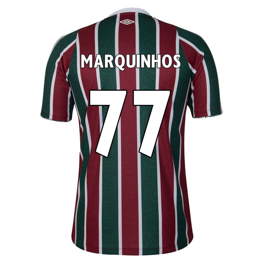 Niño Camiseta Marquinhos #77 Verde Granate Blanco 1ª Equipación 2024/25 La Camisa Chile