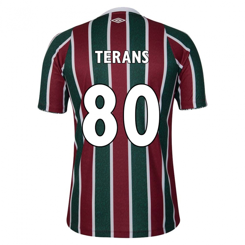 Niño Camiseta David Terans #80 Verde Granate Blanco 1ª Equipación 2024/25 La Camisa Chile