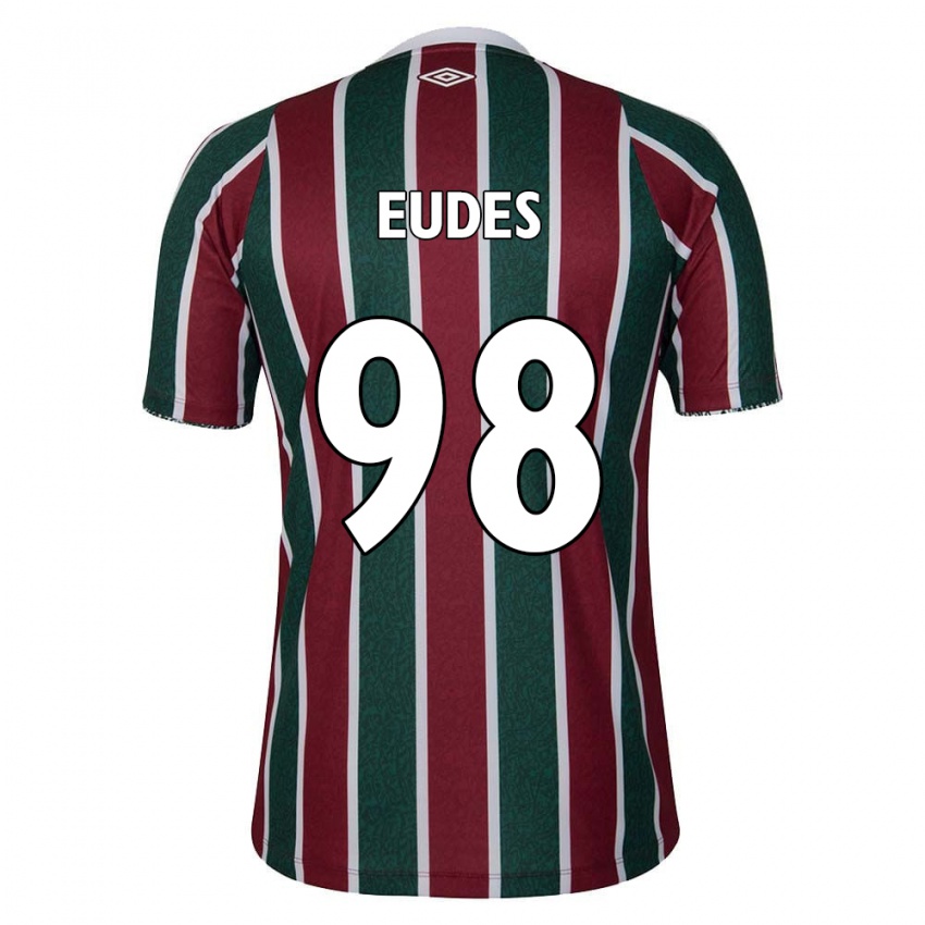 Niño Camiseta Vitor Eudes #98 Verde Granate Blanco 1ª Equipación 2024/25 La Camisa Chile