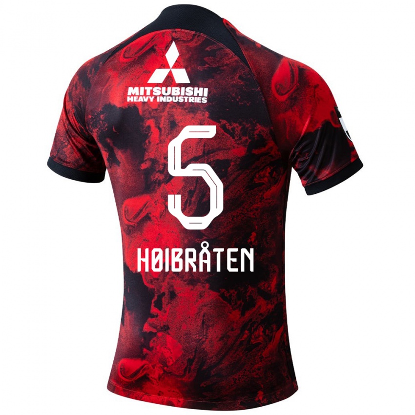 Niño Camiseta Marius Høibråten #5 Negro Rojo 1ª Equipación 2024/25 La Camisa Chile