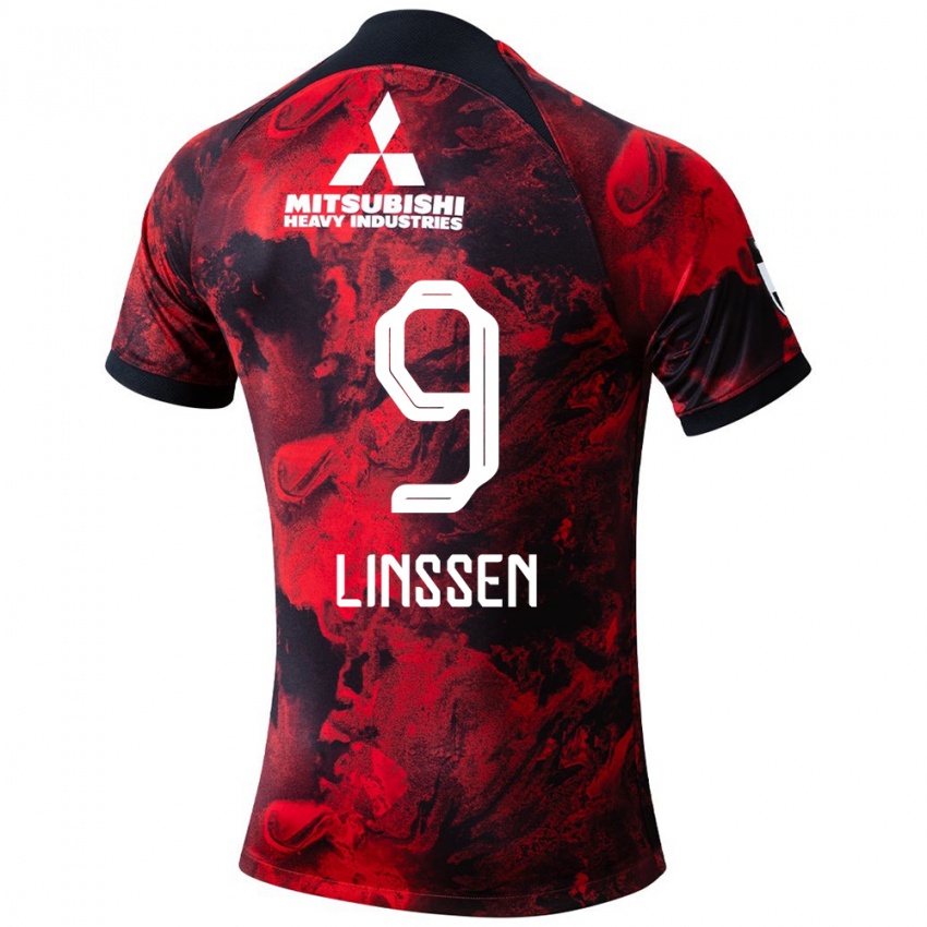 Niño Camiseta Bryan Linssen #9 Negro Rojo 1ª Equipación 2024/25 La Camisa Chile