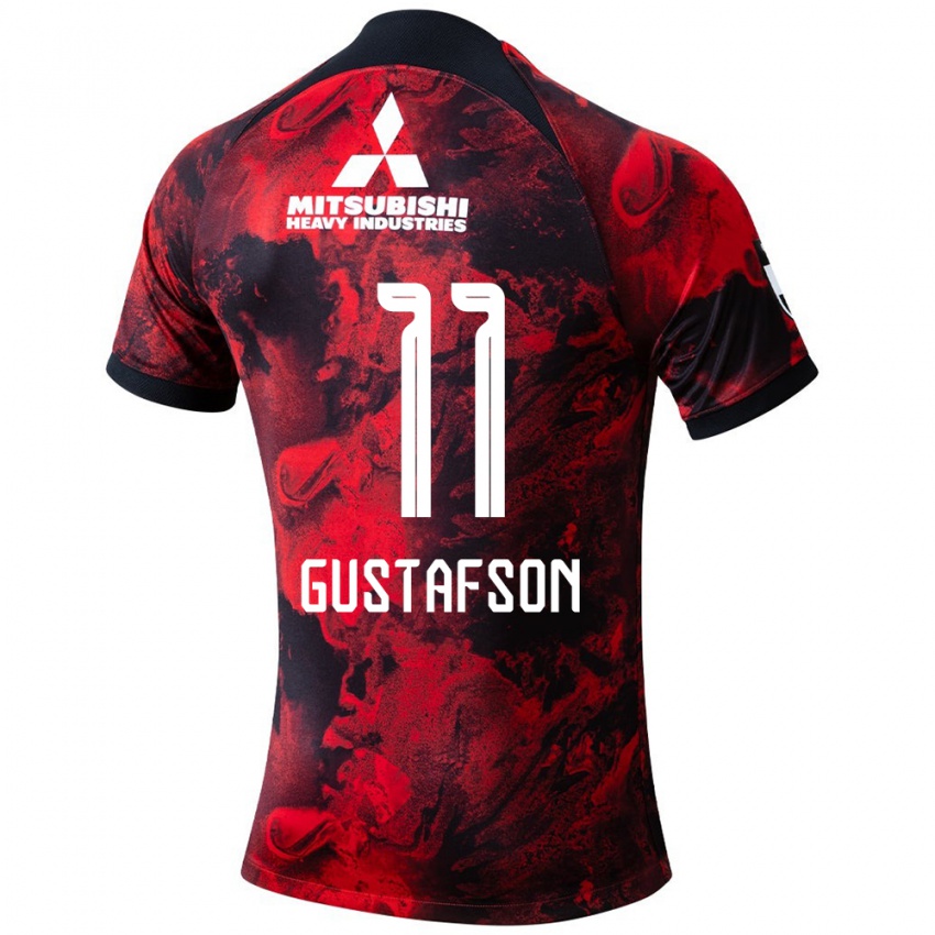 Niño Camiseta Samuel Gustafson #11 Negro Rojo 1ª Equipación 2024/25 La Camisa Chile