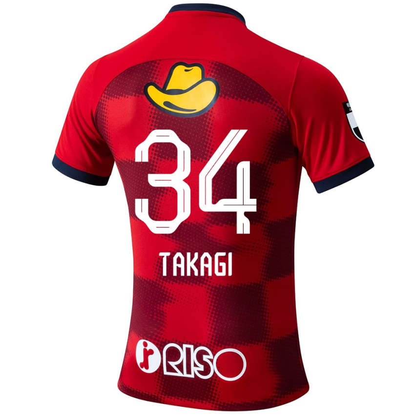 Niño Camiseta Haruto Takagi #34 Rojo Azul Blanco 1ª Equipación 2024/25 La Camisa Chile