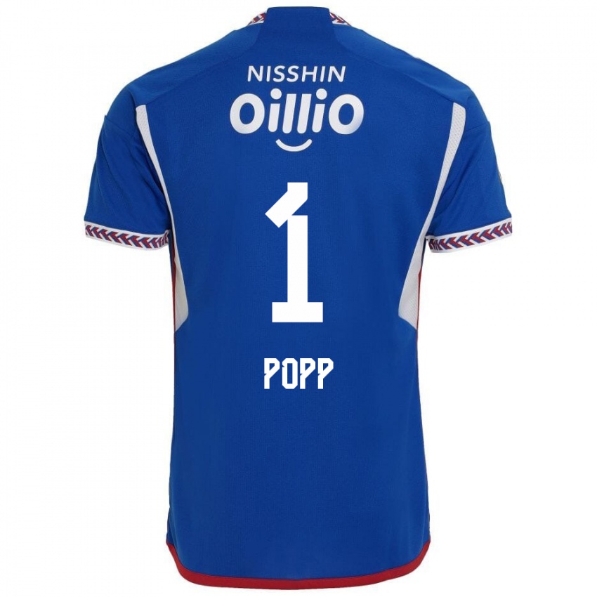 Niño Camiseta William Popp #1 Azul Blanco Rojo 1ª Equipación 2024/25 La Camisa Chile