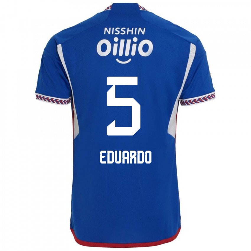 Niño Camiseta Eduardo #5 Azul Blanco Rojo 1ª Equipación 2024/25 La Camisa Chile