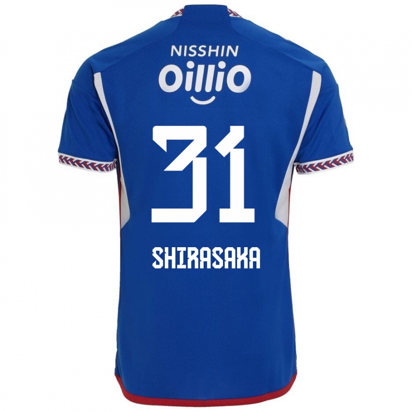 Niño Camiseta Fuma Shirasaka #31 Azul Blanco Rojo 1ª Equipación 2024/25 La Camisa Chile