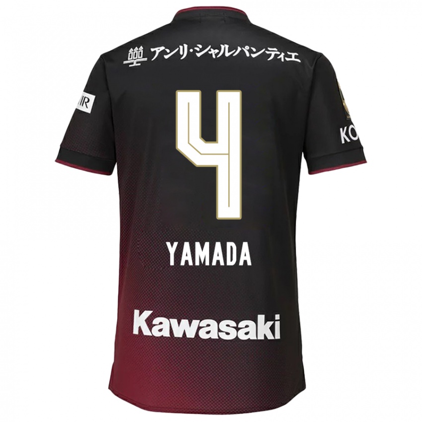 Niño Camiseta Kaito Yamada #4 Negro Rojo 1ª Equipación 2024/25 La Camisa Chile