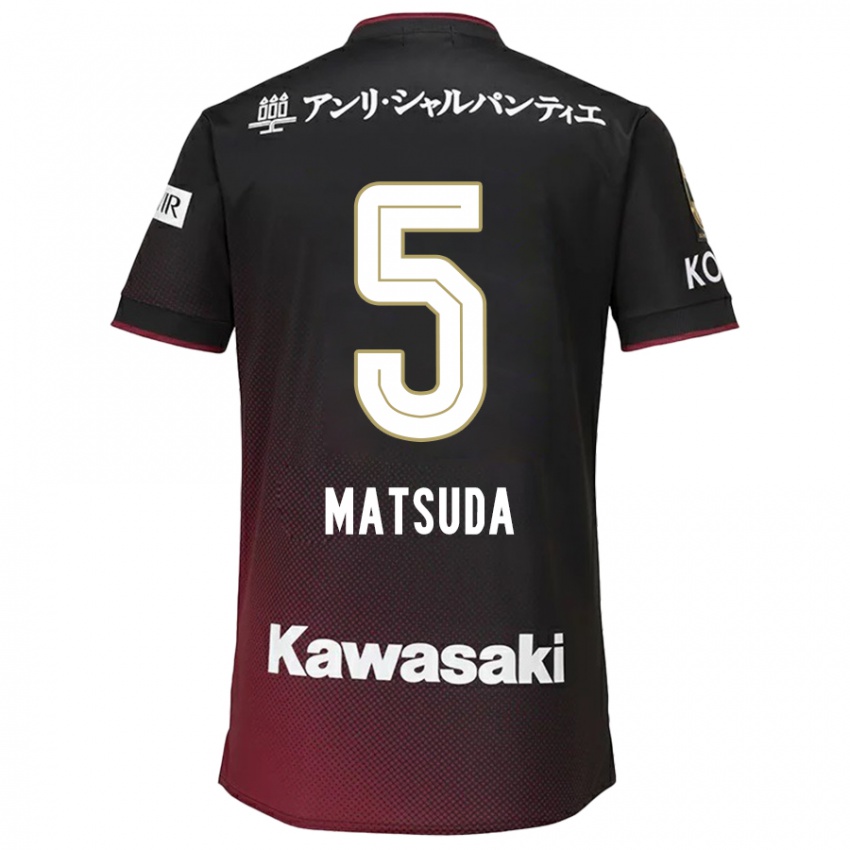 Niño Camiseta Shido Matsuda #5 Negro Rojo 1ª Equipación 2024/25 La Camisa Chile