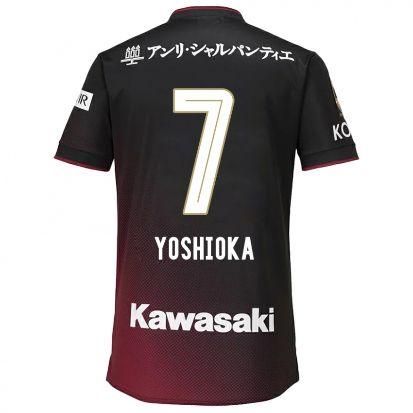 Niño Camiseta Ran Yoshioka #7 Negro Rojo 1ª Equipación 2024/25 La Camisa Chile