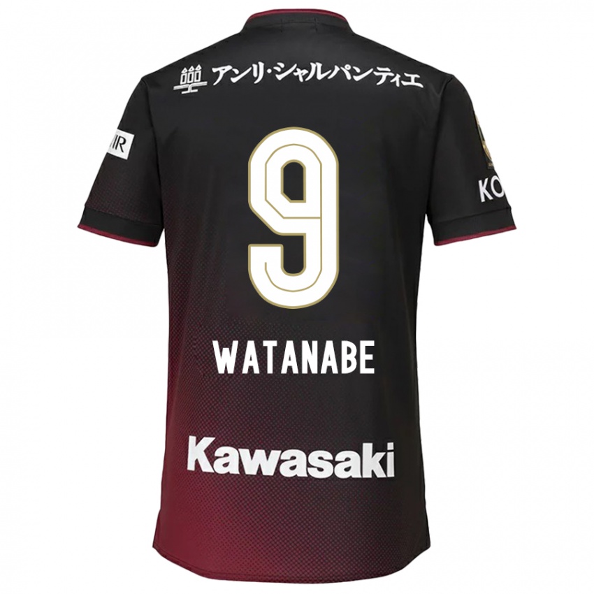 Niño Camiseta Hayato Watanabe #9 Negro Rojo 1ª Equipación 2024/25 La Camisa Chile