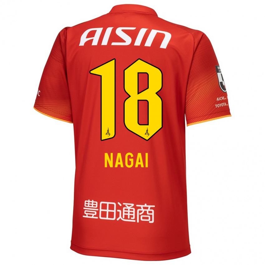 Niño Camiseta Kensuke Nagai #18 Rojo Blanco Amarillo 1ª Equipación 2024/25 La Camisa Chile