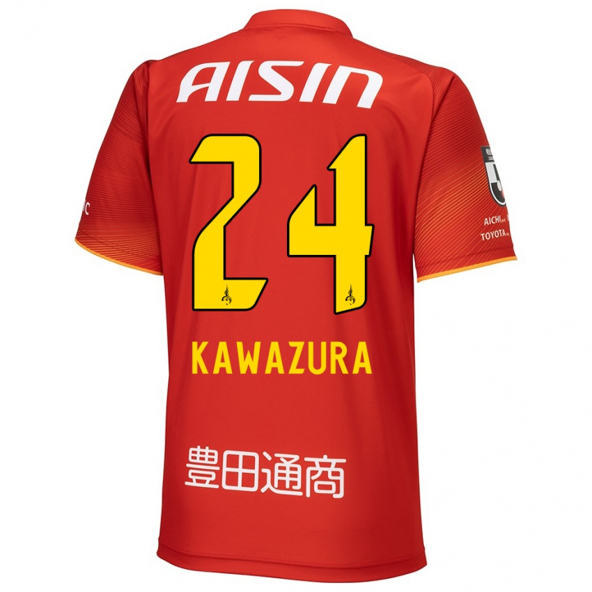 Niño Camiseta Akinari Kawazura #24 Rojo Blanco Amarillo 1ª Equipación 2024/25 La Camisa Chile