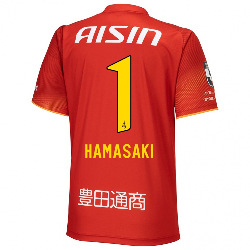 Niño Camiseta Shiki Hamasaki #1 Rojo Blanco Amarillo 1ª Equipación 2024/25 La Camisa Chile