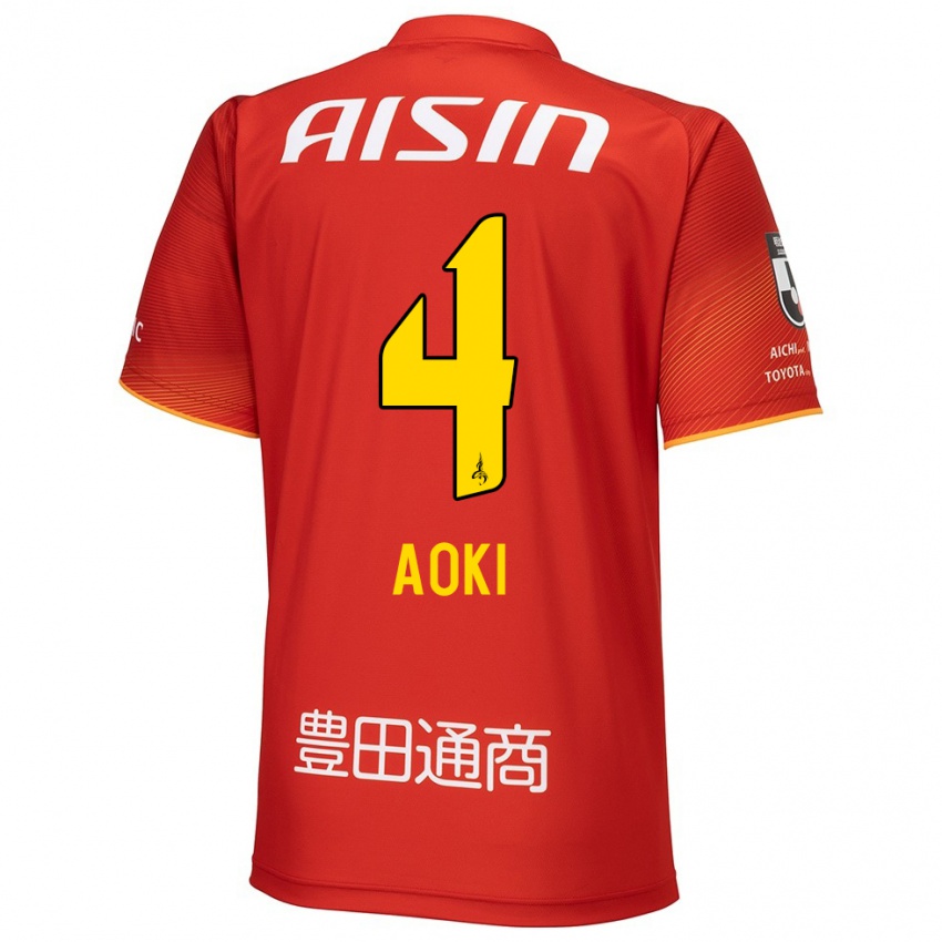 Niño Camiseta Masamune Aoki #4 Rojo Blanco Amarillo 1ª Equipación 2024/25 La Camisa Chile