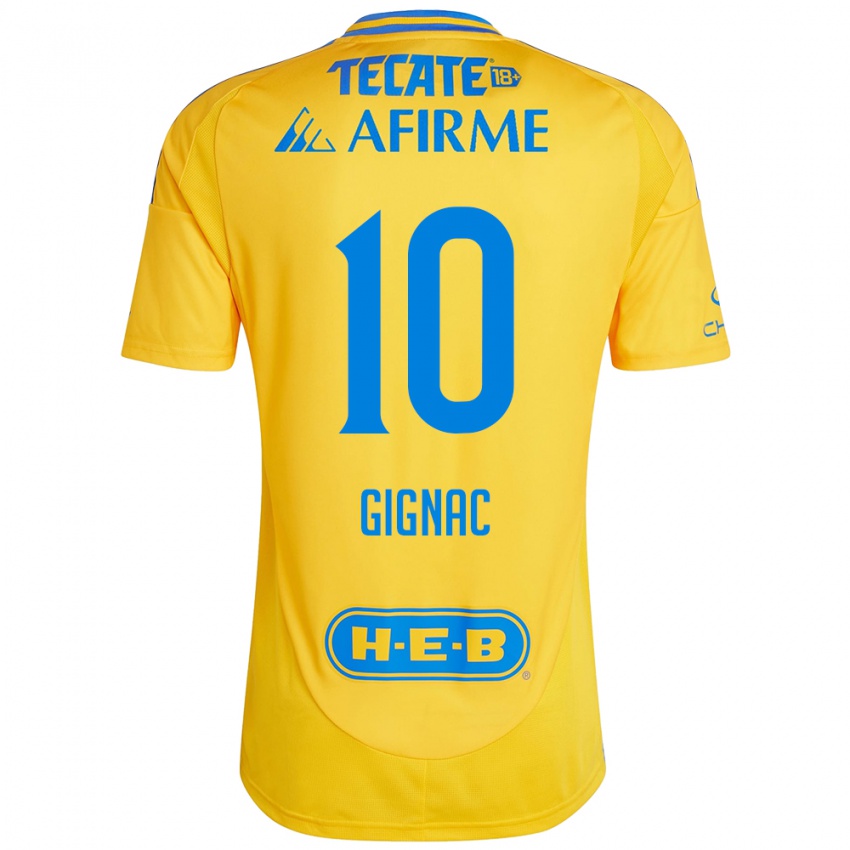 Niño Camiseta Andre-Pierre Gignac #10 Oro Amarillo 1ª Equipación 2024/25 La Camisa Chile