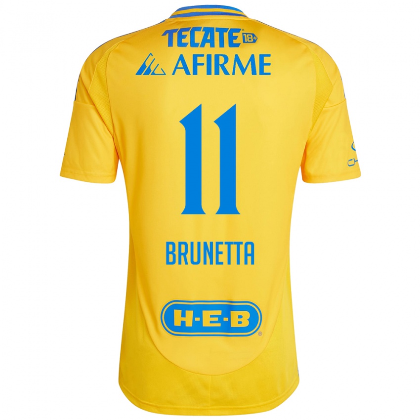 Niño Camiseta Juan Brunetta #11 Oro Amarillo 1ª Equipación 2024/25 La Camisa Chile