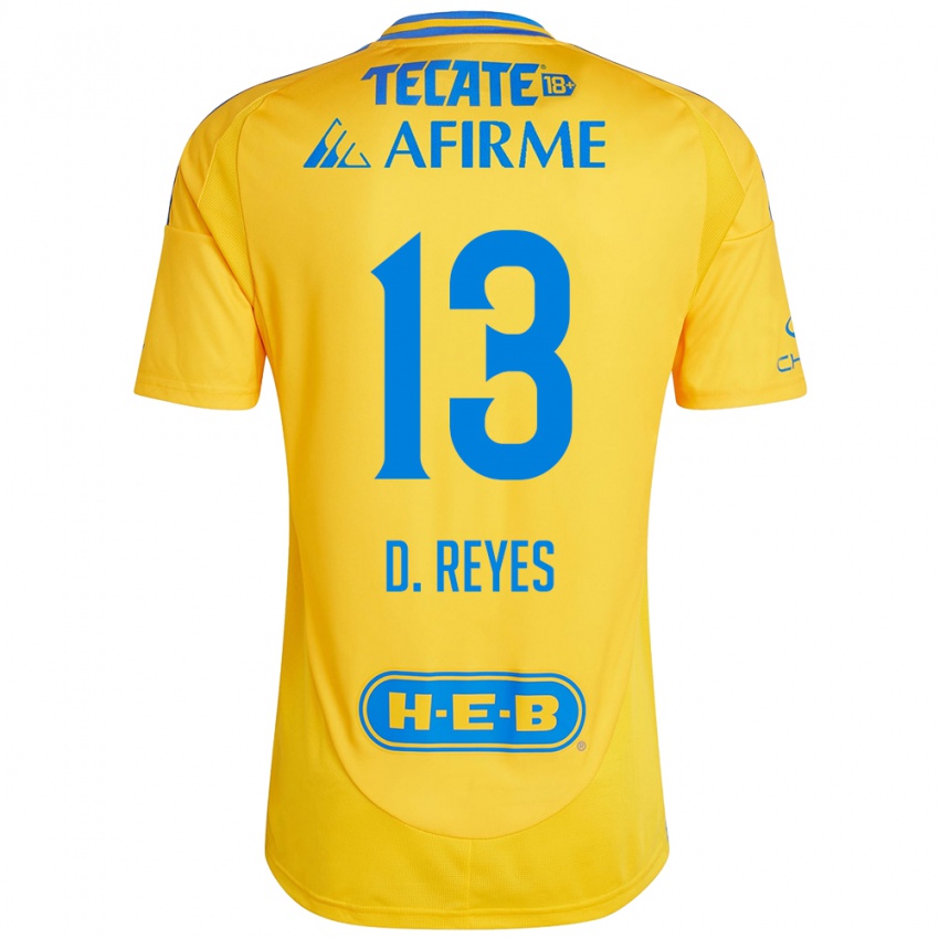 Niño Camiseta Diego Reyes #13 Oro Amarillo 1ª Equipación 2024/25 La Camisa Chile