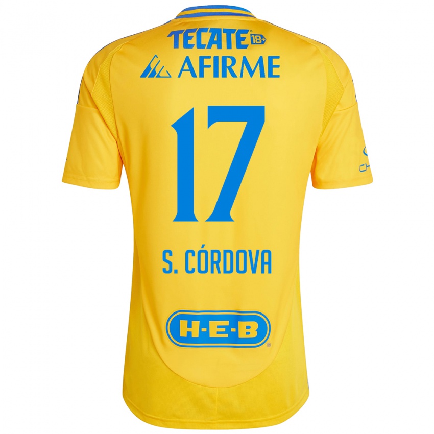 Niño Camiseta Sebastian Cordova #17 Oro Amarillo 1ª Equipación 2024/25 La Camisa Chile