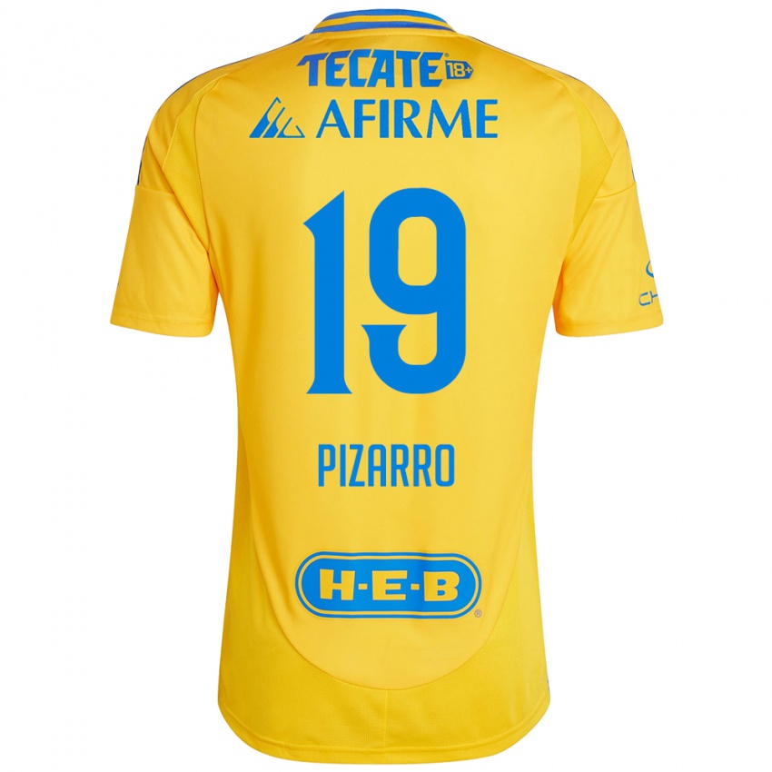 Niño Camiseta Guido Pizarro #19 Oro Amarillo 1ª Equipación 2024/25 La Camisa Chile