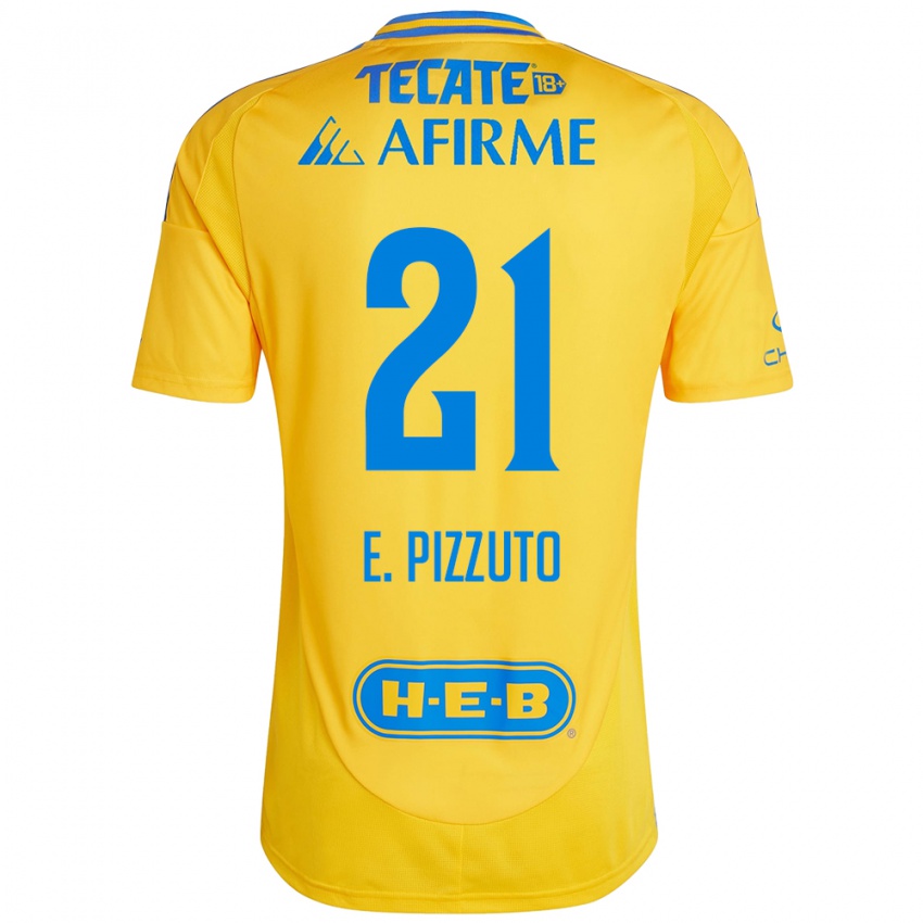 Niño Camiseta Eugenio Pizzuto #21 Oro Amarillo 1ª Equipación 2024/25 La Camisa Chile