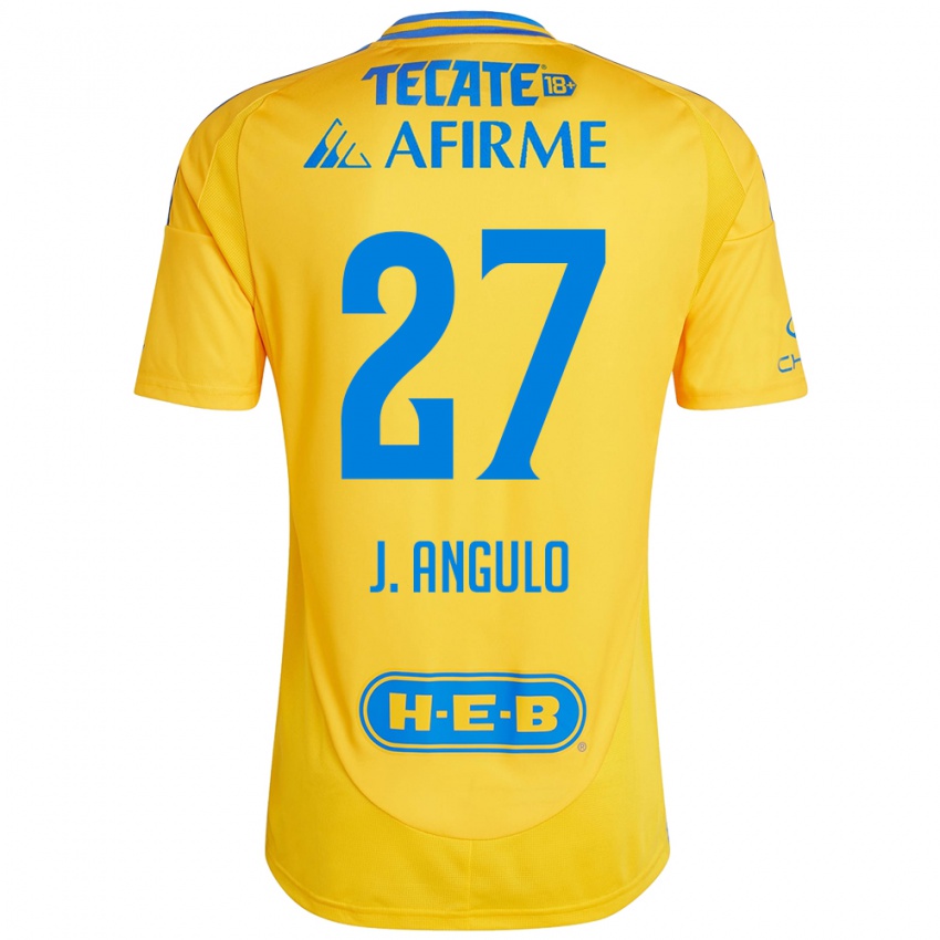 Niño Camiseta Jesús Angulo #27 Oro Amarillo 1ª Equipación 2024/25 La Camisa Chile