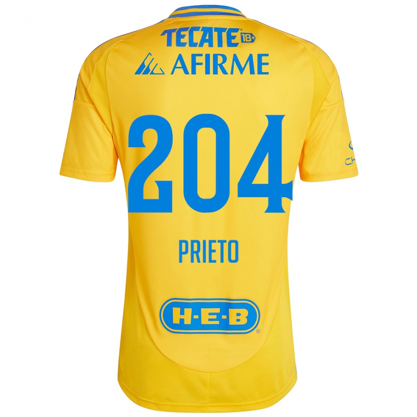 Niño Camiseta Leonel Prieto #204 Oro Amarillo 1ª Equipación 2024/25 La Camisa Chile