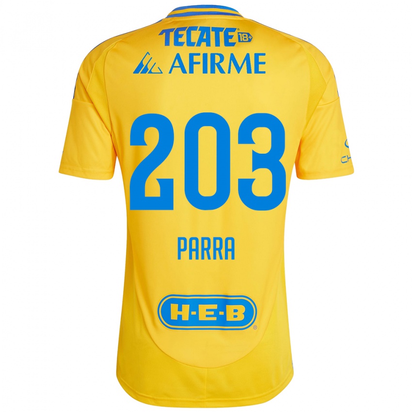 Niño Camiseta Bernardo Parra #203 Oro Amarillo 1ª Equipación 2024/25 La Camisa Chile