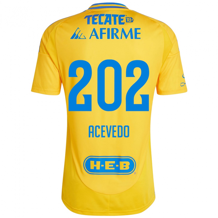 Niño Camiseta José Acevedo #202 Oro Amarillo 1ª Equipación 2024/25 La Camisa Chile