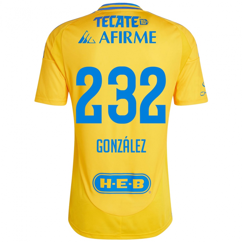 Niño Camiseta César González #232 Oro Amarillo 1ª Equipación 2024/25 La Camisa Chile