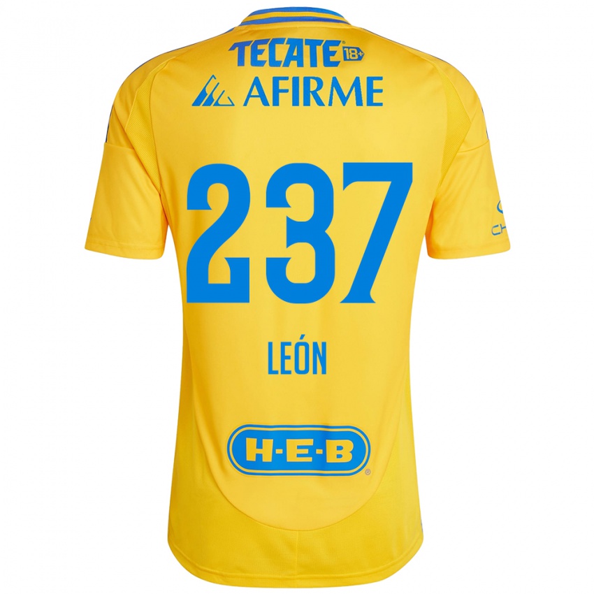 Niño Camiseta Gabriel León #237 Oro Amarillo 1ª Equipación 2024/25 La Camisa Chile