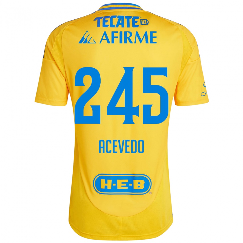 Niño Camiseta Kevin Acevedo #245 Oro Amarillo 1ª Equipación 2024/25 La Camisa Chile