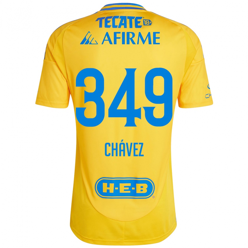 Niño Camiseta Jorge Chávez #349 Oro Amarillo 1ª Equipación 2024/25 La Camisa Chile