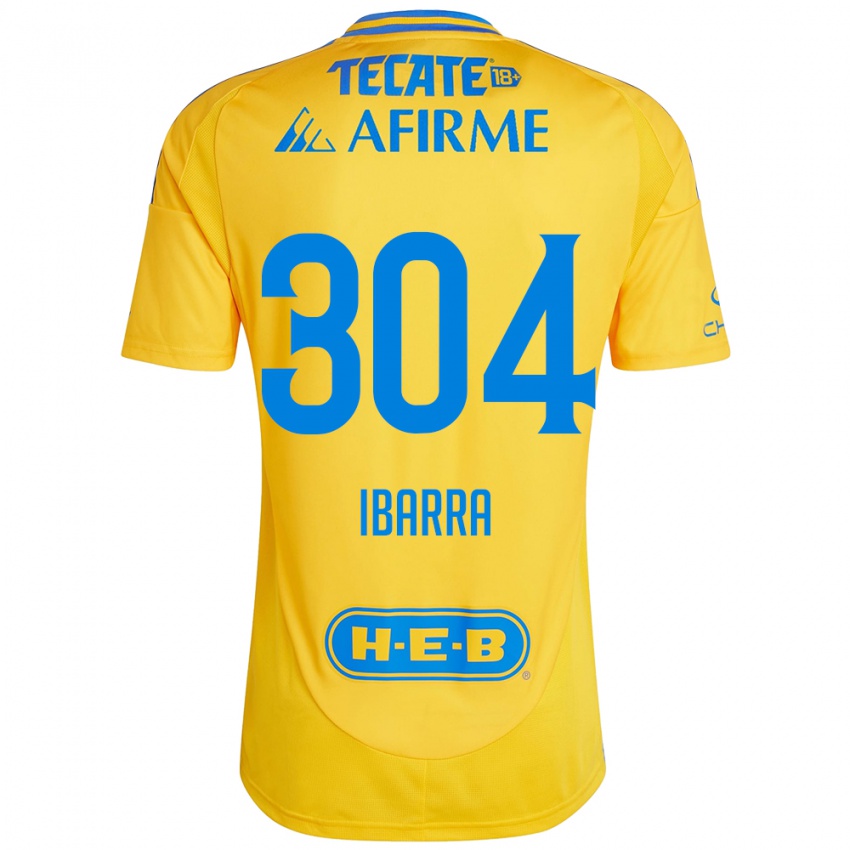 Niño Camiseta Luis Ibarra #304 Oro Amarillo 1ª Equipación 2024/25 La Camisa Chile