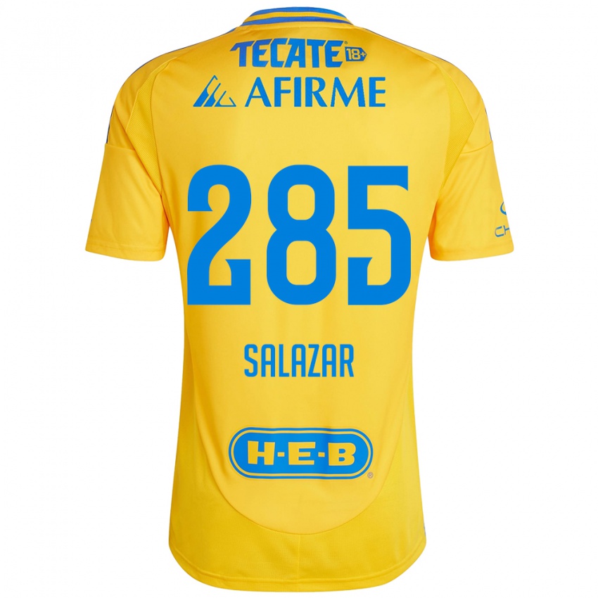 Niño Camiseta Bryan Salazar #285 Oro Amarillo 1ª Equipación 2024/25 La Camisa Chile