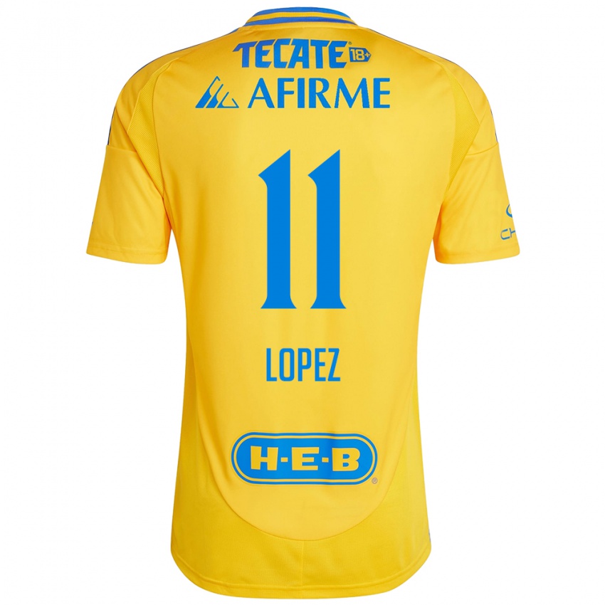 Niño Camiseta Nicolas Lopez #11 Oro Amarillo 1ª Equipación 2024/25 La Camisa Chile