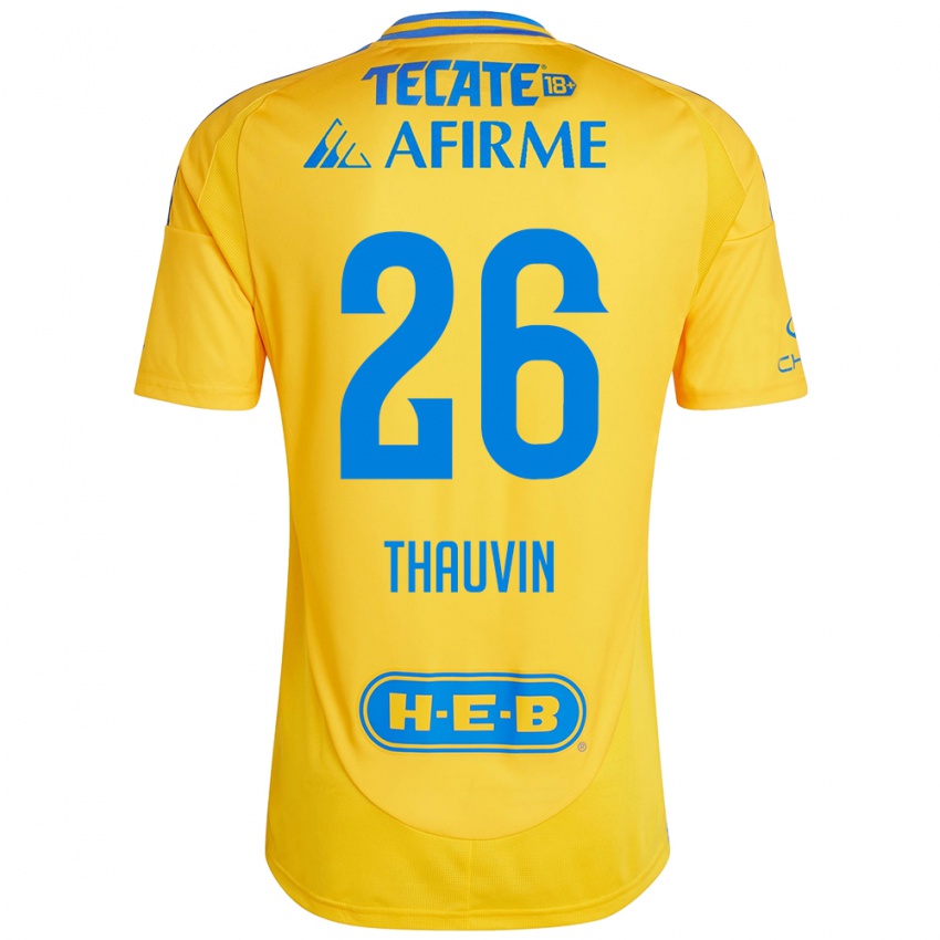 Niño Camiseta Florian Thauvin #26 Oro Amarillo 1ª Equipación 2024/25 La Camisa Chile