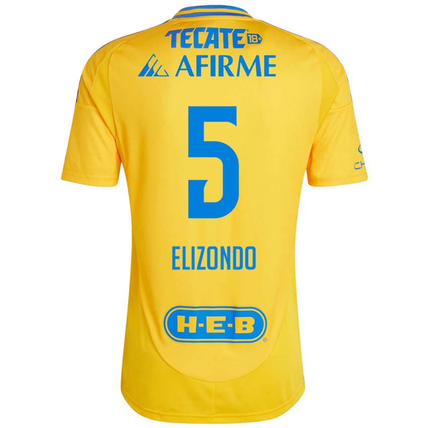 Niño Camiseta Fernanda Elizondo #5 Oro Amarillo 1ª Equipación 2024/25 La Camisa Chile