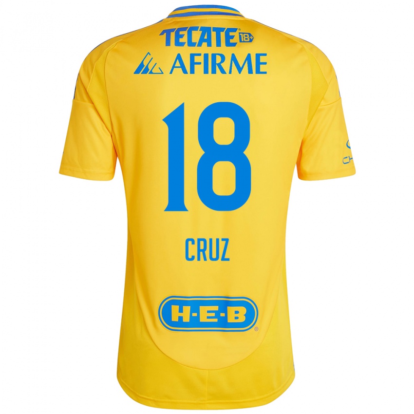 Niño Camiseta Belen Cruz #18 Oro Amarillo 1ª Equipación 2024/25 La Camisa Chile